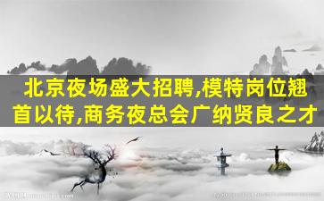 北京夜场盛大招聘,模特岗位翘首以待,商务夜总会广纳贤良之才